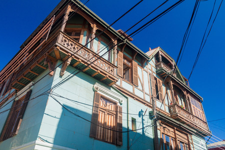 Half timbered house in Valparaiso, Chileの写真素材