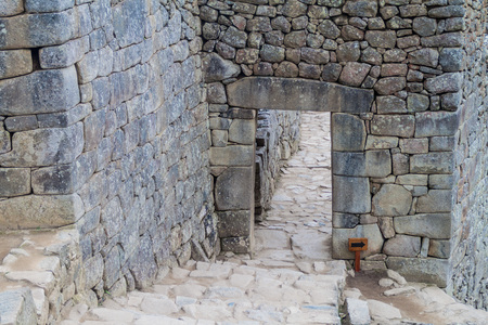 Main entrance to Machu Picchu ruins, Peruの写真素材