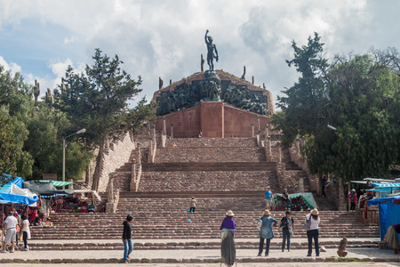 HUMAHUACA, ARGENTINA - APRIL 12, 2015: Monument of Independency Heroes in Humahuaca village, Argentinaのeditorial素材