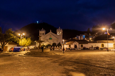 SUCRE, BOLIVIA - APRIL 22, 2015: Plaza Anzures square in Sucre, capital of Bolivia.のeditorial素材