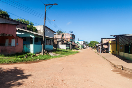 OIAPOQUE, BRAZIL -  AUGUST 1, 2015: View of a street in Oiapoque town.のeditorial素材