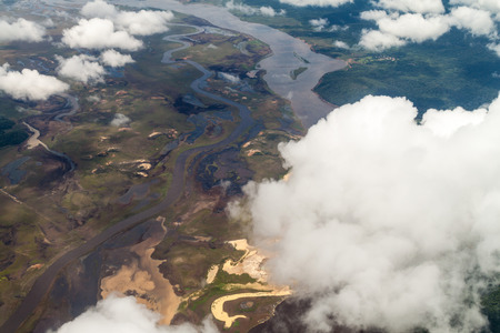 Aerial view of a river in Venezuela