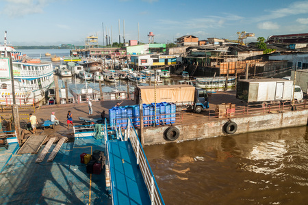 SANTANA, BRAZIL - JUNE 31, 2015: View of a port in Santana town near Macapa, Brazilのeditorial素材