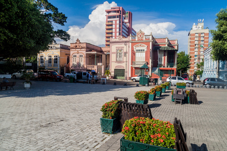 MANAUS, BRAZIL - JULY 26, 2015: View of Praca Sao Sebastiao square in Manaus, Brazilのeditorial素材