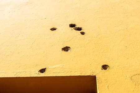 Bullet holes at the former La Moncada baracks, important place of Cuban history, Santiago de Cuba