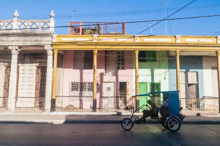 GUANTANAMO, CUBA - FEB 3, 2016: Bici taxi driver in Guantanamoの写真素材
