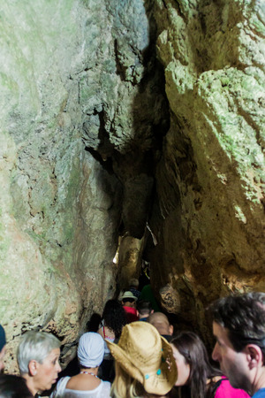 VINALES, CUBA - FEB 18, 2016: Visitors in Cueva del Indio cave in National Park Vinales, Cubaのeditorial素材