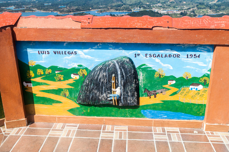 PIEDRA DE PENOL, COLOMBIA - SEPTEMBER 2, 2015: Painting on a observation plantform at Piedra de Penol rock in Colombiaのeditorial素材