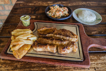 Beef steak in a restaurant in Colombiaの写真素材