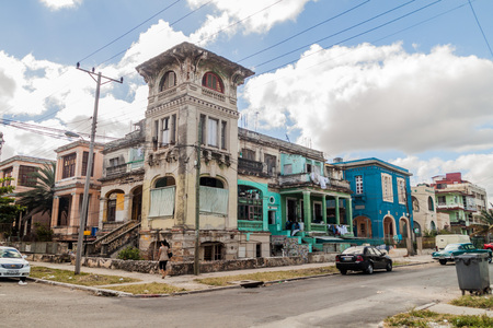 HAVANA, CUBA - FEB 21, 2016:  Street in Vedado neighborhood of Havana.のeditorial素材