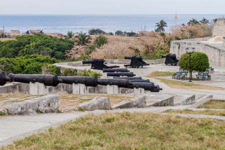 Cannons at La Cabana fortress in Havana, Cubaの写真素材