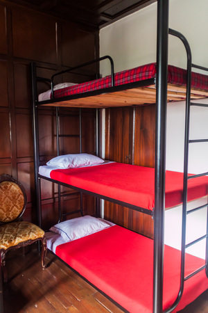 MANIZALES, COLOMBIA - SEPTEMBER 5, 2015: Interior of a dorm in Mirador Andino hostel in Manizales.のeditorial素材