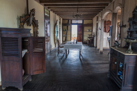LA GRAN PIEDRA, CUBA - FEB 2, 2016: Interior of Cafetal la Isabelica coffee growing plantation mansion, Sierra Maestra mountain range, Cubaのeditorial素材