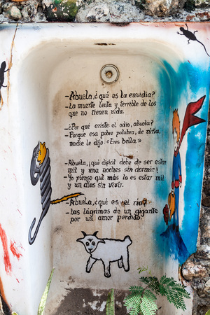 HAVANA, CUBA - FEB 20, 2016: The Little Prince quotes in Callejon de Hamel street in Havana Centro neighborhood.のeditorial素材