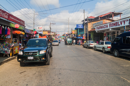 FRONTERAS, GUATEMALA - MARCH 11, 2016: Traffic on the main road in Fronteras town, Guatemalaのeditorial素材