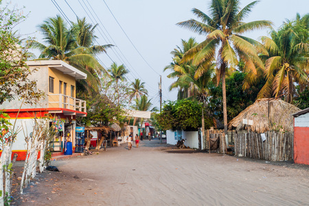 MONTERRICO, GUATEMALA - MARCH 29, 2016: View of a street in Monterrico village.のeditorial素材