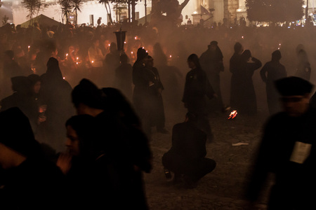 Participants of the procession on Good Friday in Antigua Guatemala city.