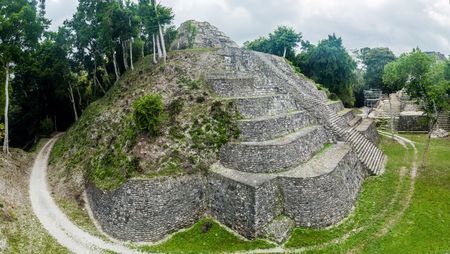 Pyramid at the North Acropolis at the archaeological site Yaxha, Guatemalaのeditorial素材