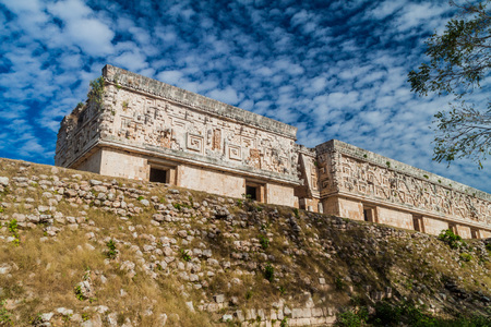 Palacio del Gobernador (Governor's Palace) building in the ruins of the ancient Mayan city Uxmal, Mexicoの写真素材