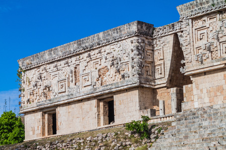 Palacio del Gobernador (Governor's Palace) building in the ruins of the ancient Mayan city Uxmal,...