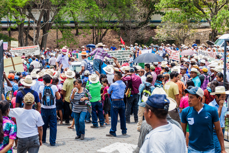 COPAN RUINAS, HONDURAS - APRIL 12, 2016: Indigenous people protest against minery near the archaeological park Copan, Hondurasのeditorial素材