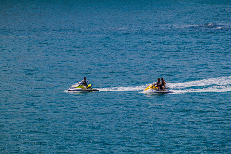 MANUEL ANTONIO, COSTA RICA - MAY 13, 2016: Jet ski riders in National Park Manuel Antonio, Costa...