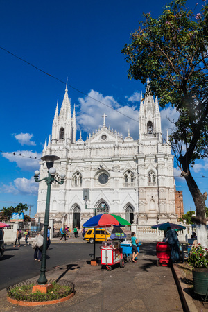 SANTA ANA, EL SALVADOR - APRIL 4, 2016: View of a cathedral in Santa Ana city.のeditorial素材