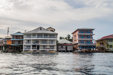 BOCAS DEL TORO, PANAMA - MAY 19, 2016: View of seaside buildings in Bocas del Toro town.のeditorial素材