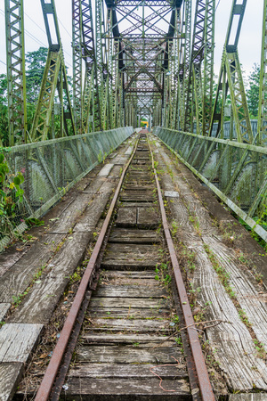 Abandoned railway bridge between Costa Rica and Panamaの写真素材