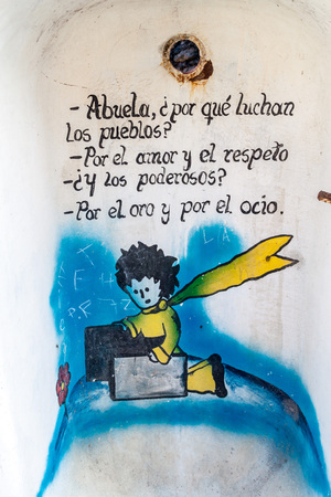 HAVANA, CUBA - FEB 20, 2016: The Little Prince quotes in Callejon de Hamel street in Havana Centro neighborhood.のeditorial素材