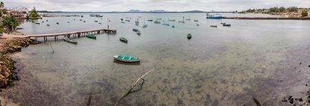 Boats in a harbor in Gibara village, Cubaのeditorial素材