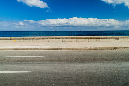 Famous seaside drive Malecon in Havana, Cubaの写真素材