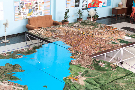 SANTIAGO DE CUBA,  CUBA - FEB 1, 2016: Scale model of the city Santiago de Cuba, Cuba. Located in...