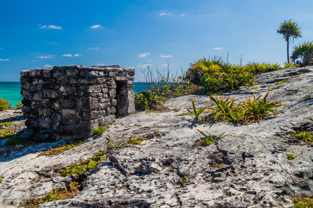 Ruins of the ancient Maya city Tulum, Mexicoの写真素材