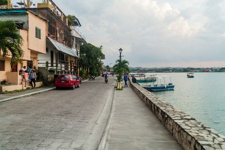 FLORES, GUATEMALA - MARCH 11, 2016: Lakeside promenade in Flores, Guatemalaのeditorial素材
