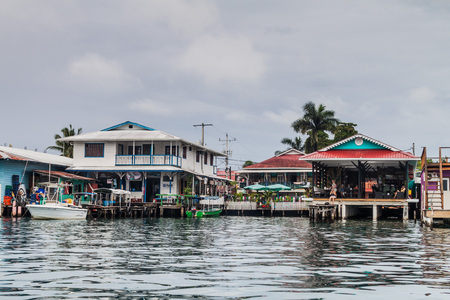 BOCAS DEL TORO, PANAMA - MAY 21, 2016: View of seaside buildings in Bocas del Toro town.のeditorial素材