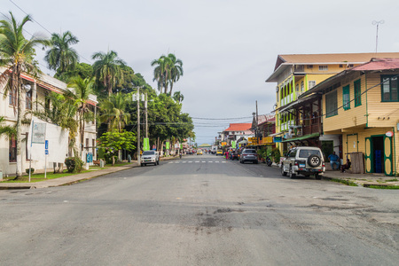 BOCAS DEL TORO, PANAMA - MAY 20, 2016: Street in Bocas del Toro town.