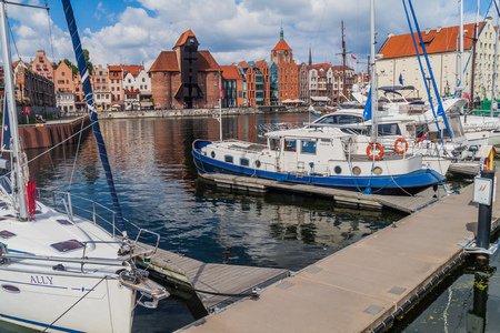 GDANSK, POLAND -  SEPTEMBER 2, 2016: Yachts at a port on Motlawa river in Gdansk, Poland.のeditorial素材