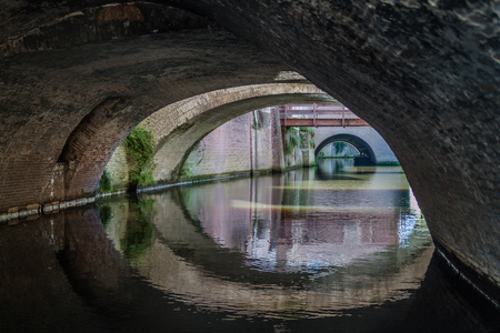 Bridges over a canal in Den Bosch, Netherlandsの写真素材