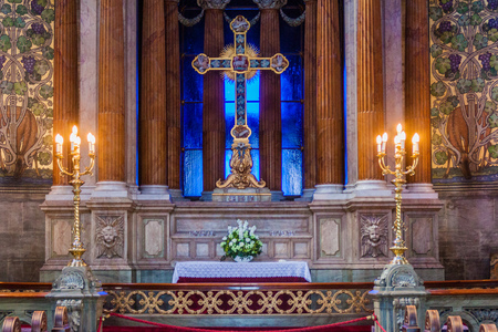 COPENHAGEN, DENMARK - AUGUST 26, 2016: Interior of Frederik's Church, popularly known as The Marble Church in Copenhagen, Denmarkのeditorial素材
