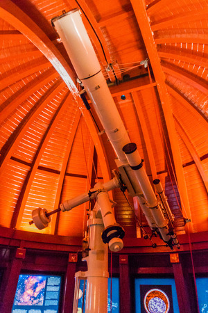 COPENHAGEN, DENMARK - AUGUST 28, 2016: Astronomical telescope in the Round tower in Copenhagen, Denmarkのeditorial素材