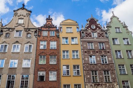 Historic houses at Dlugi Targ square in Gdansk, Polandの写真素材