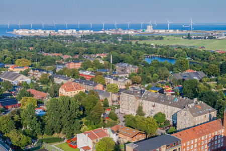 Aerial view of Freetown Christiania in Copenhagen, Denmarkの写真素材