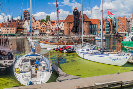 GDANSK, POLAND -  SEPTEMBER 2, 2016: Yachts at a port on Motlawa river in Gdansk, Poland.のeditorial素材