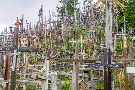 SIAULIAI, LITHUANIA - AUGUST 18, 2016: The Hill of Crosses, pilgrimage site in northern Lithuaniaのeditorial素材