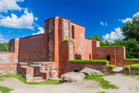 Brick walls of Turaida castle, Latviaの写真素材