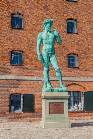 COPENHAGEN, DENMARK - AUGUST 26, 2016: Replica of Michelangelo's statue of David  in Copenhagen, Denmarkのeditorial素材