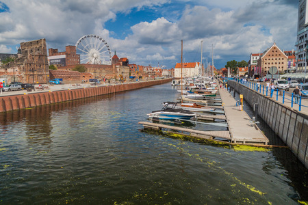 GDANSK, POLAND -  SEPTEMBER 2, 2016: Yachts at a port on Motlawa river in Gdansk, Poland.