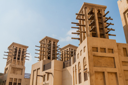 Traditional wind towers at Madinat Jumeirah in Dubai, UAEのeditorial素材