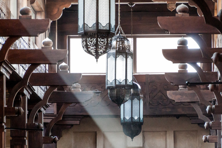 Detail of a ceiling of Madinat Jumeirah souq in Dubai, United Arab Emiratesのeditorial素材